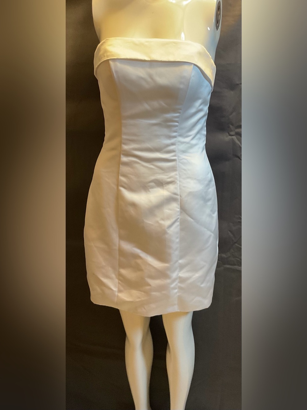 NWT Classic White Strapless Sheath Dress Satin